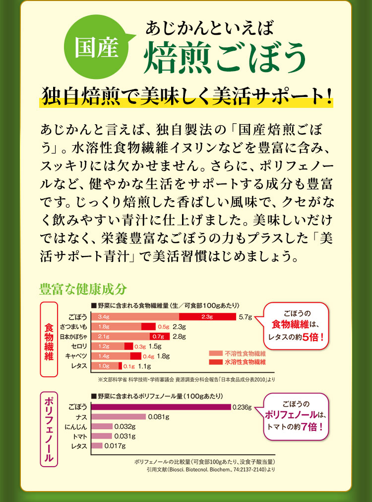 [国産]あじかんといえば「焙煎ごぼう」独自焙煎で美味しく美活サポート！