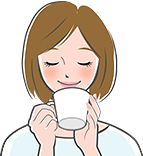 ごぼう茶を飲んでいる女性イラスト