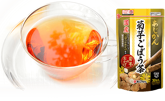 菊芋ごぼう茶のイメージ写真とパッケージ画像
